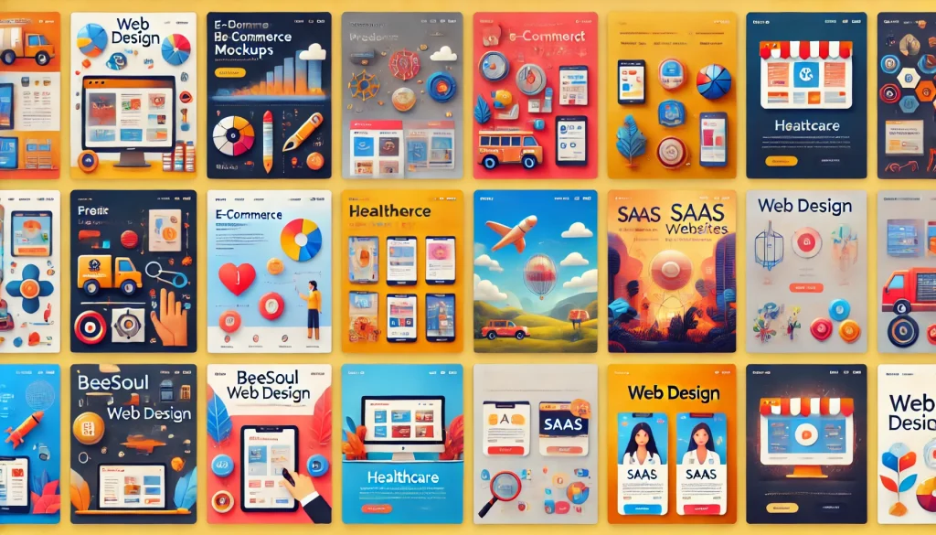 Trends Shaping Freelance Web Design in 2024 9 Web Design mockups and industry example.