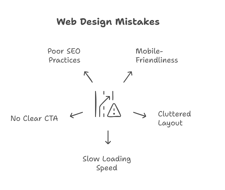 Web Design for Small Businesses: The Complete Growth Guide 8 Common web design mistakes for small businesses, including mobile-friendliness issues, cluttered layouts, slow loading speed, unclear CTAs, and poor SEO practices.